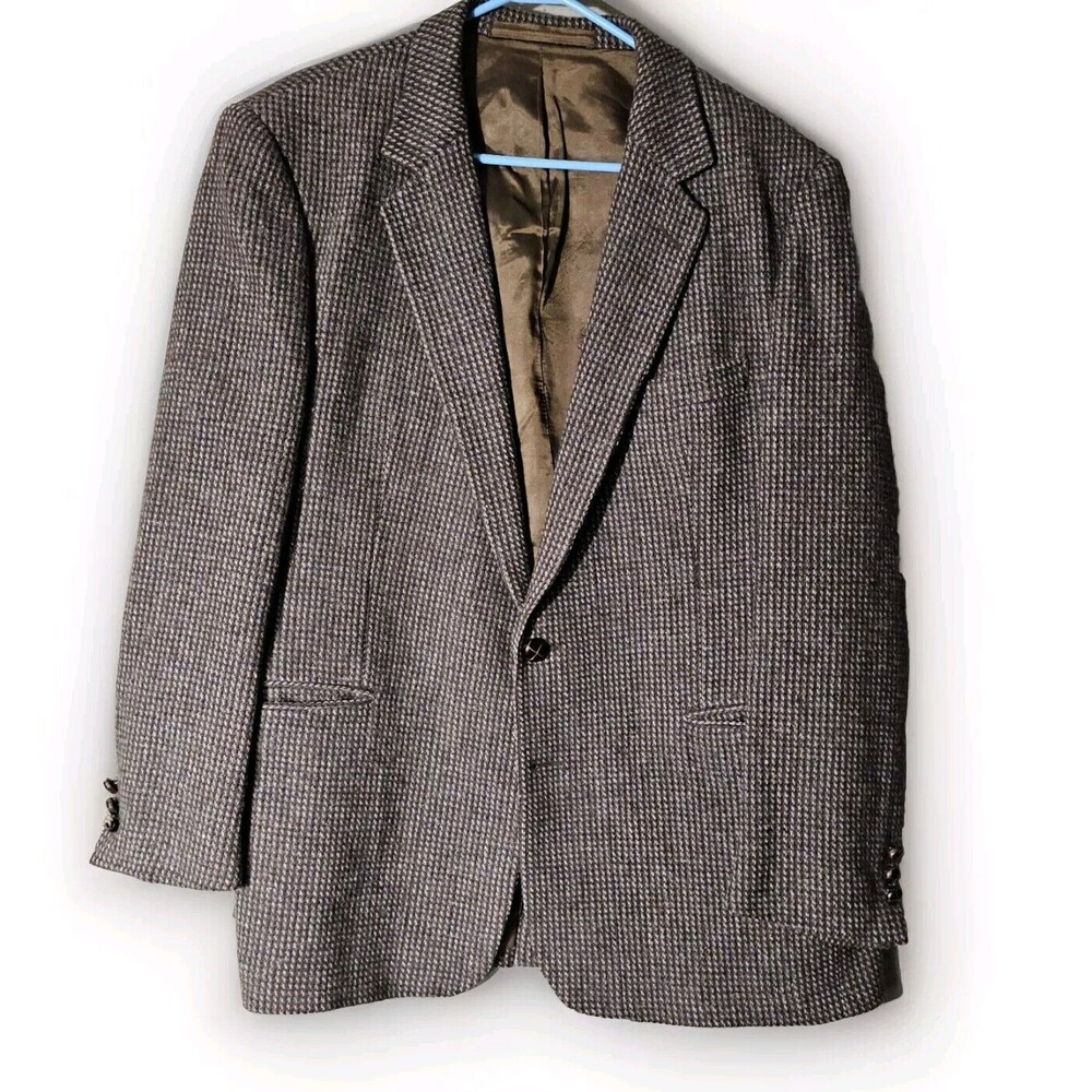 Woodmere 100% Wool Blazer Mens Size 44R  Brown Tweed Sports Coat Jacket Business